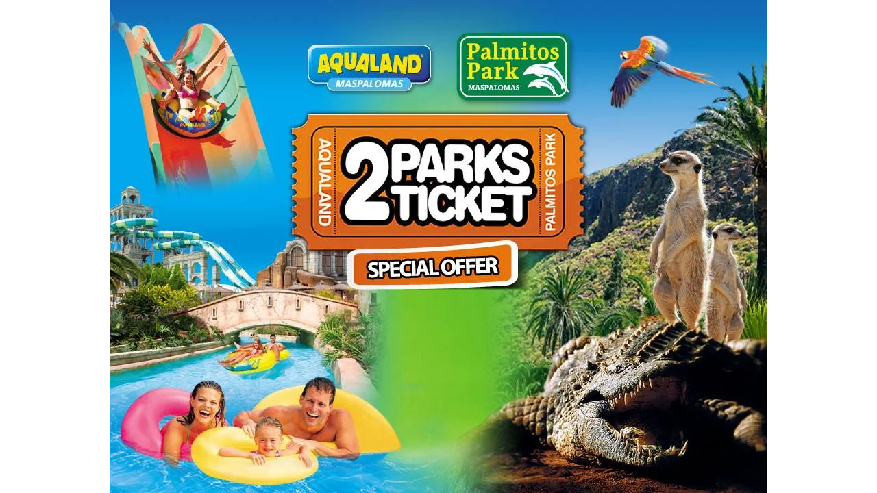 2 Parks Ticket: Aqualand Maspalomas + Palmitos Park - From South, West & Las Palmas